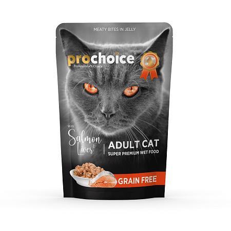PROCHOICE | PROCHOICE пауч для кошек с лососем и печенью кусочки в желе