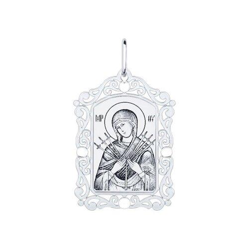 Иконка Божьей Матери, Семистрельная из серебра с алмазной гранью и лазерной обработкой