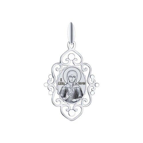 Иконка " Святая блаженная Матрона Московская" из серебра с алмазной гранью и лазерной обработкой