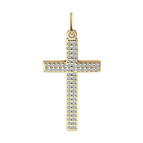 Крест из золота c фианитами в два ряда