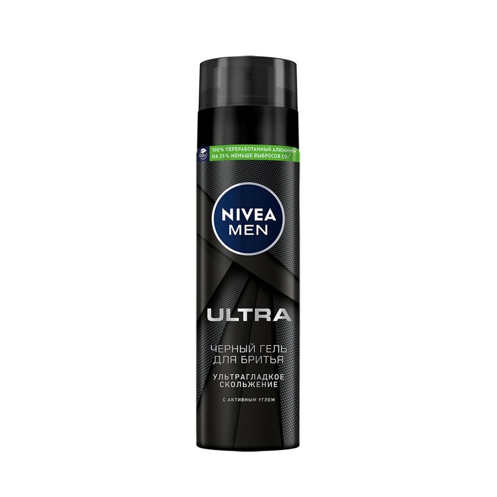 Черный гель для бритья NIVEA " Ultra " с активным углем 200мл