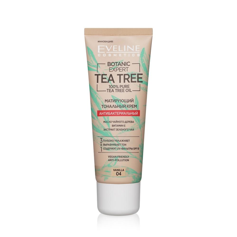 Тональный крем для лица Eveline Tea tree антибактериальный матирующий 04 vanila 30мл