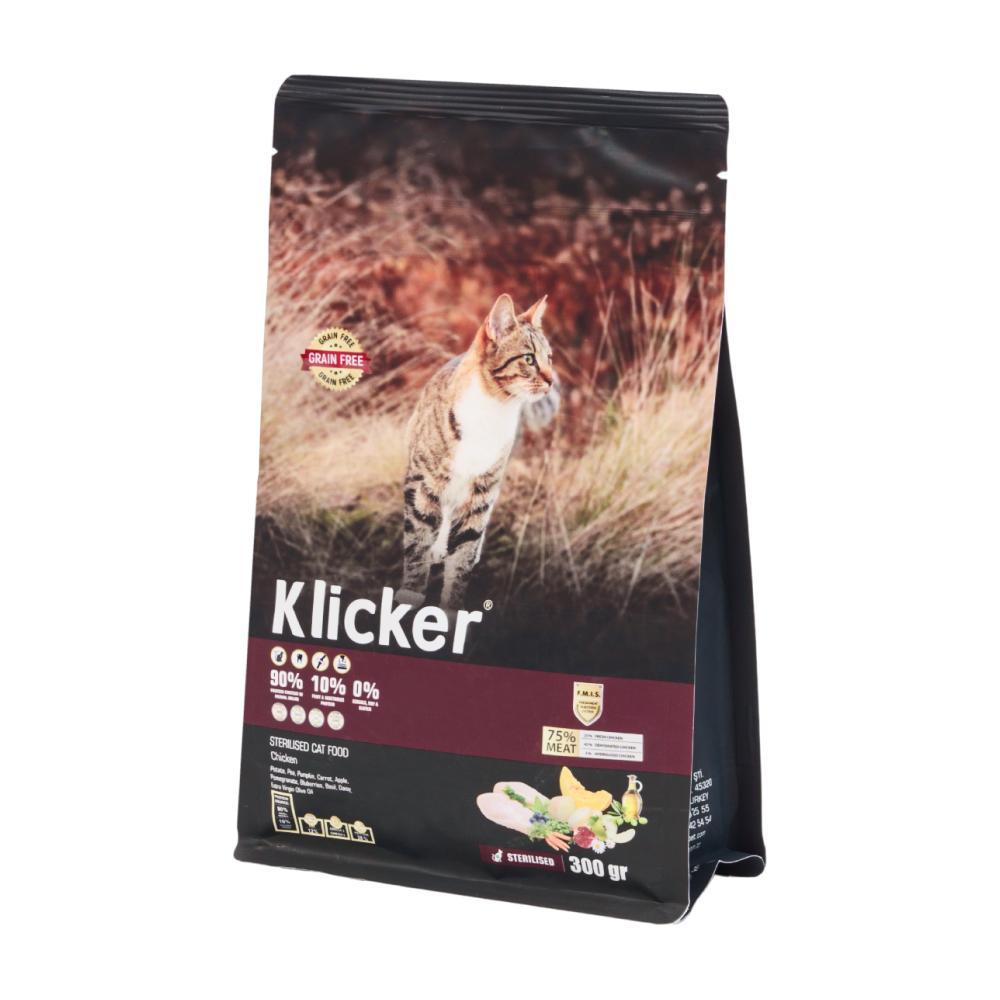 KLICKER Steriliset Cat Food Сухой корм для стерилизованных кошек, с курицей, 0,3 кг