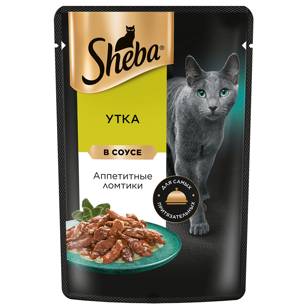 Sheba Влажный корм (пауч) для кошек Аппетитные ломтики, с уткой в соусе, 75 гр.