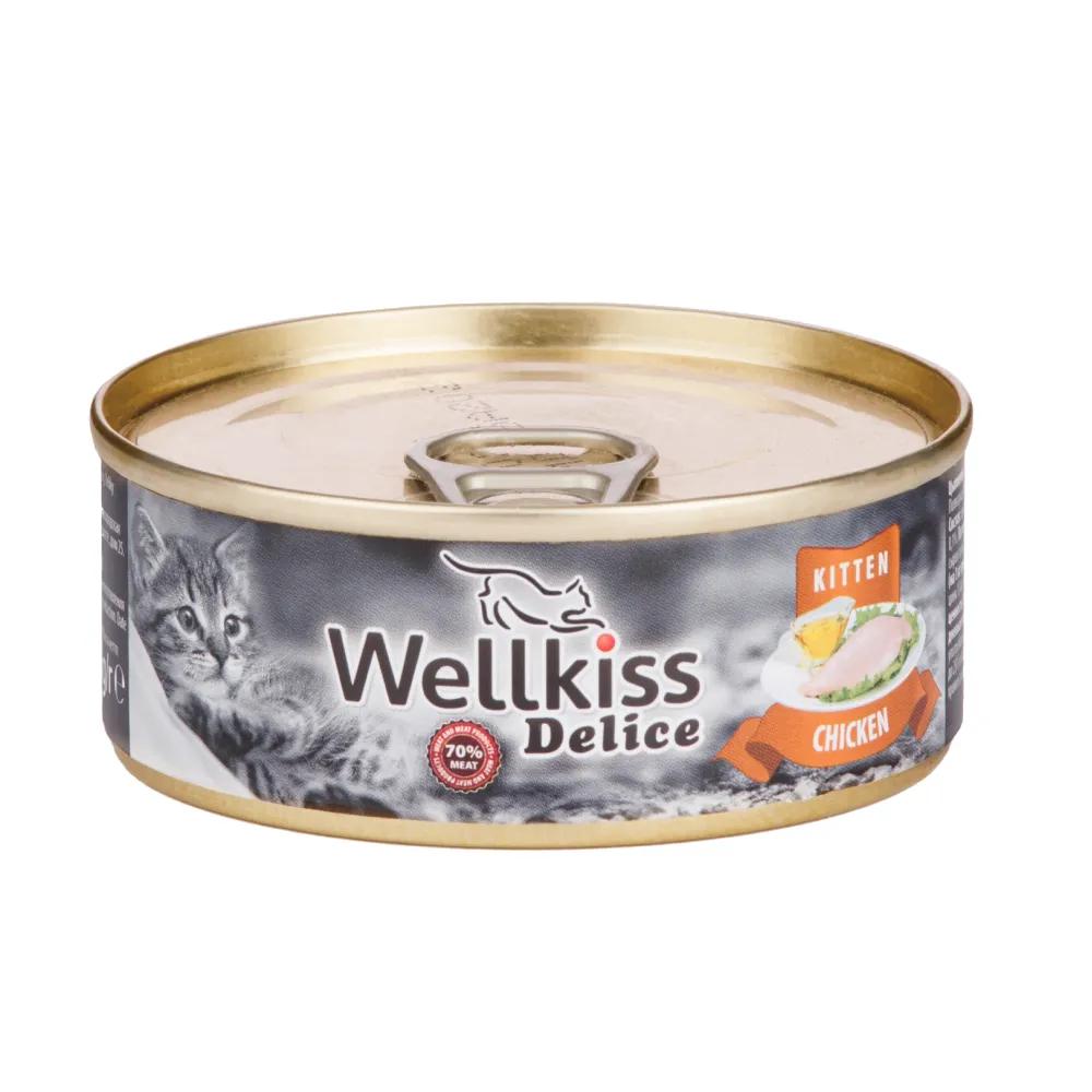 Wellkiss Delice Влажный корм (консервы) для котят, с цыпленком, 100 гр.