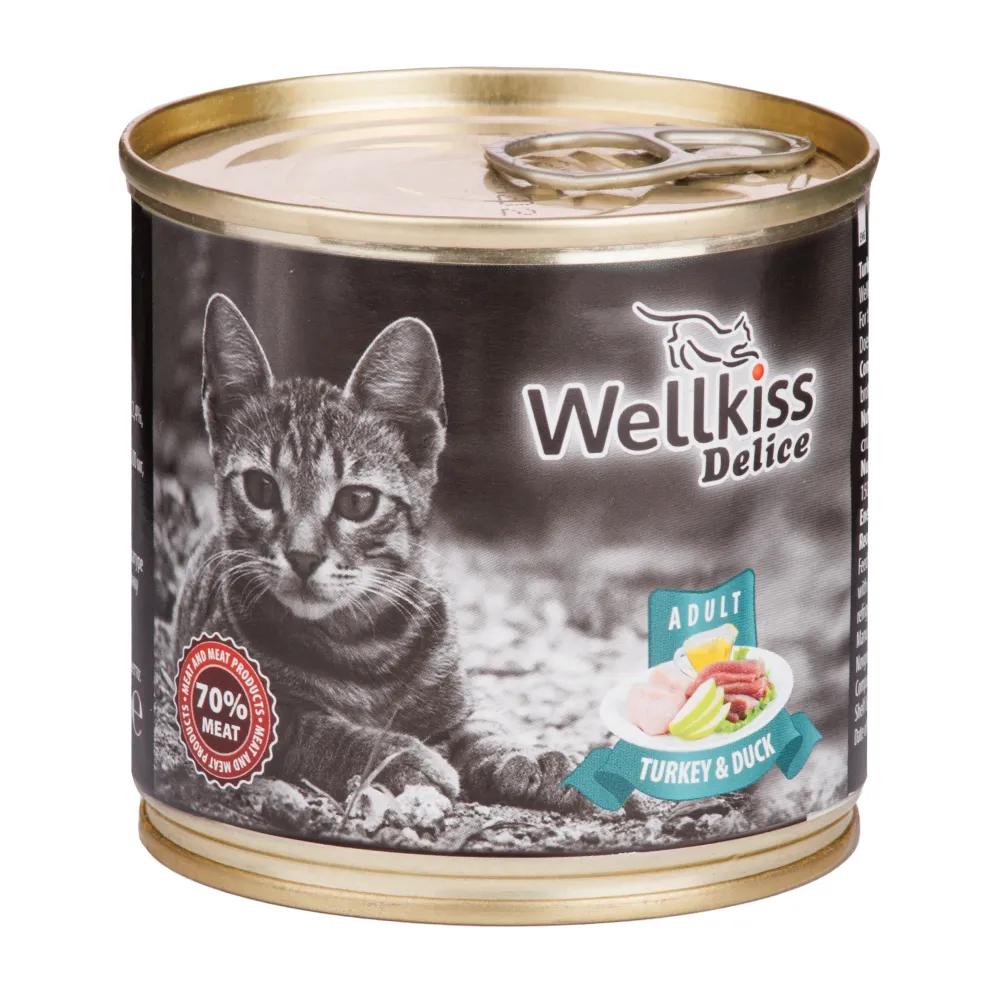 Wellkiss Delice Влажный корм (консервы) для кошек, с индейкой и уткой, 240 гр.