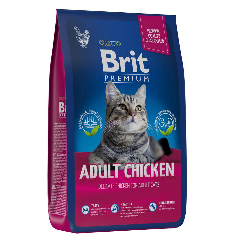 Brit Premium Cat Adult Chicken сухой корм для взрослых кошек с курицей, 8кг