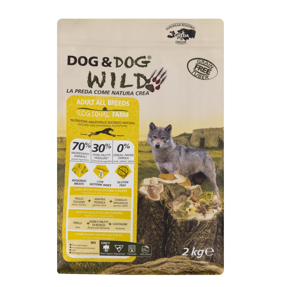 Dog & Dog Wild Regional Farm Сухой корм для собак, с курицей, уткой и кроликом, 2 кг