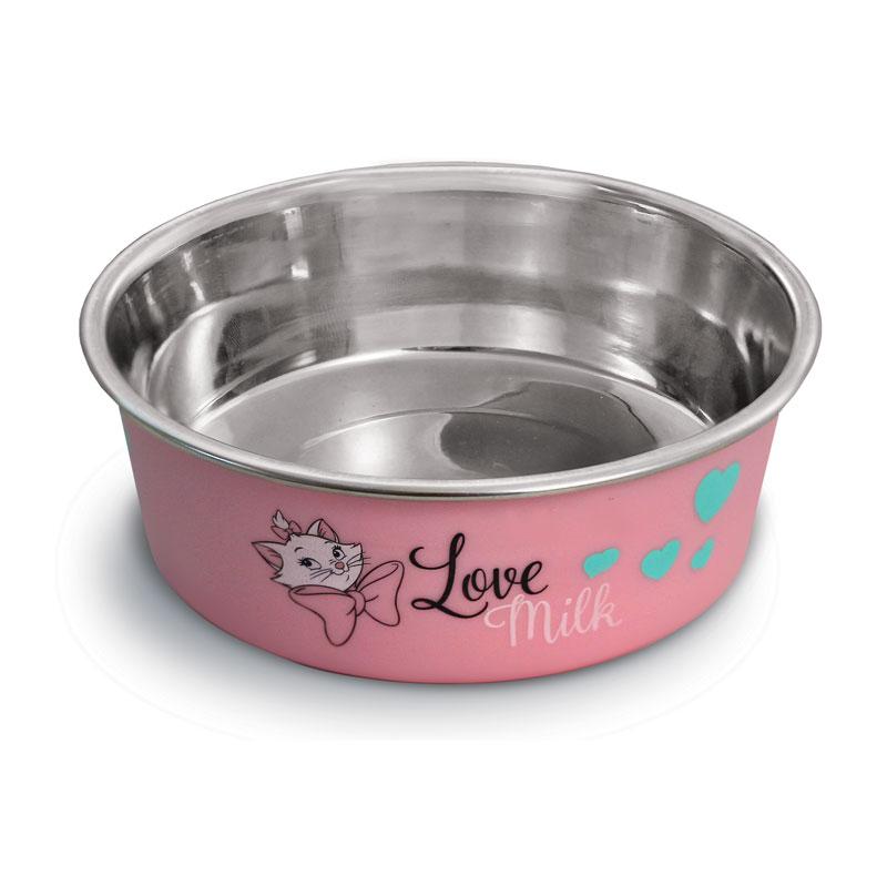 Disney Миска из нержавеющей стали для кошек и собак Marie Love Milk, 250 мл