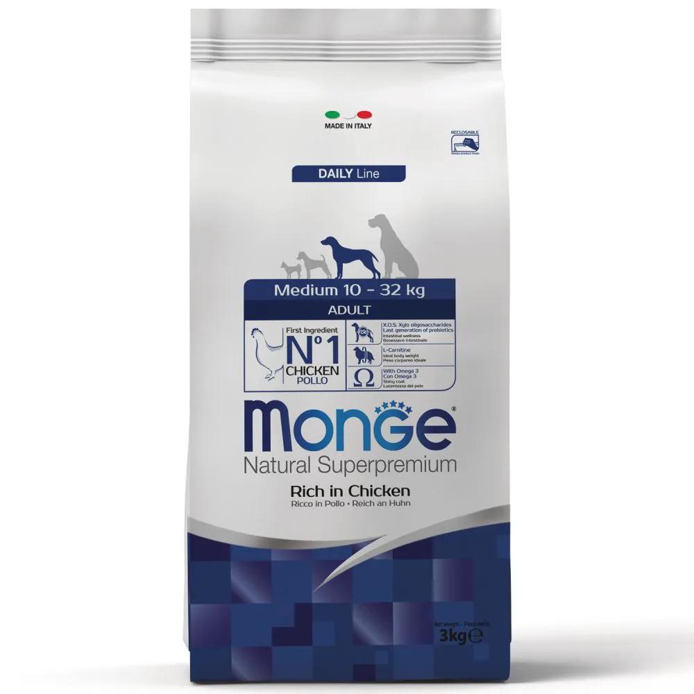  | Monge Medium Adult корм для взрослых собак средних пород с нормальной физической активностью, с курицей, 3 кг