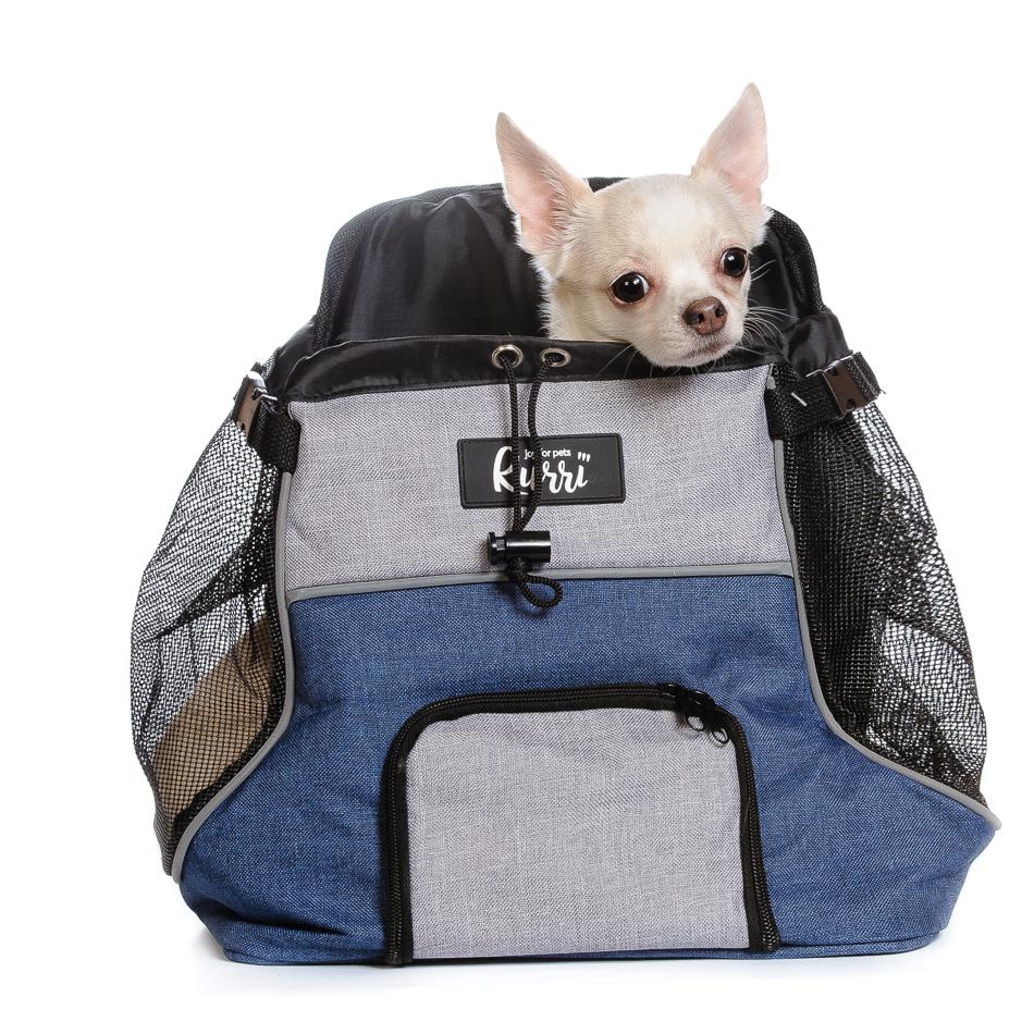 RURRI Рюкзак-переноска для кошек и собак мелкого размера, 29х23х38 см, серо-синяя