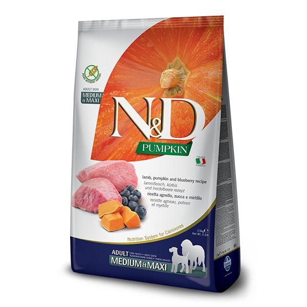  | Farmina N&D PUMPKIN сухой корм для собак средних и крупных пород, с ягненком, тыквой и черникой, 2,5кг
