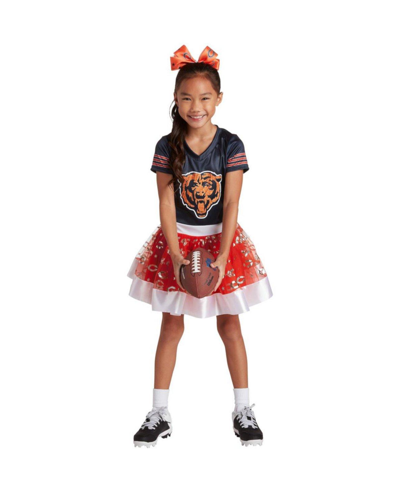 Детский карнавальный костюм Jerry Leigh для девочек Big Girls Navy Chicago Bears Tutu Tailgate Game Day V-Neck