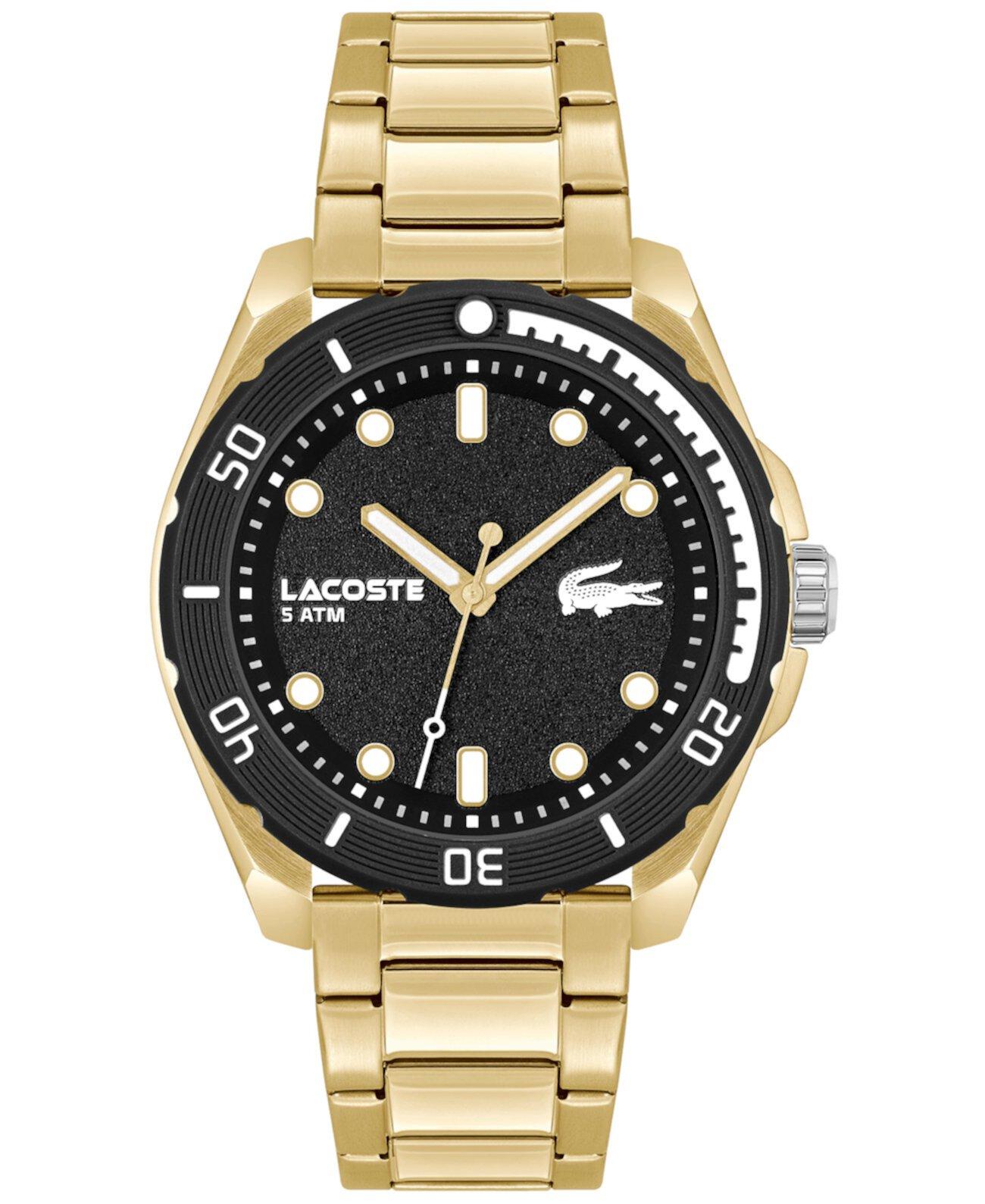 Смарт часы Lacoste Finn кварцевые с золотистым браслетом 44mm