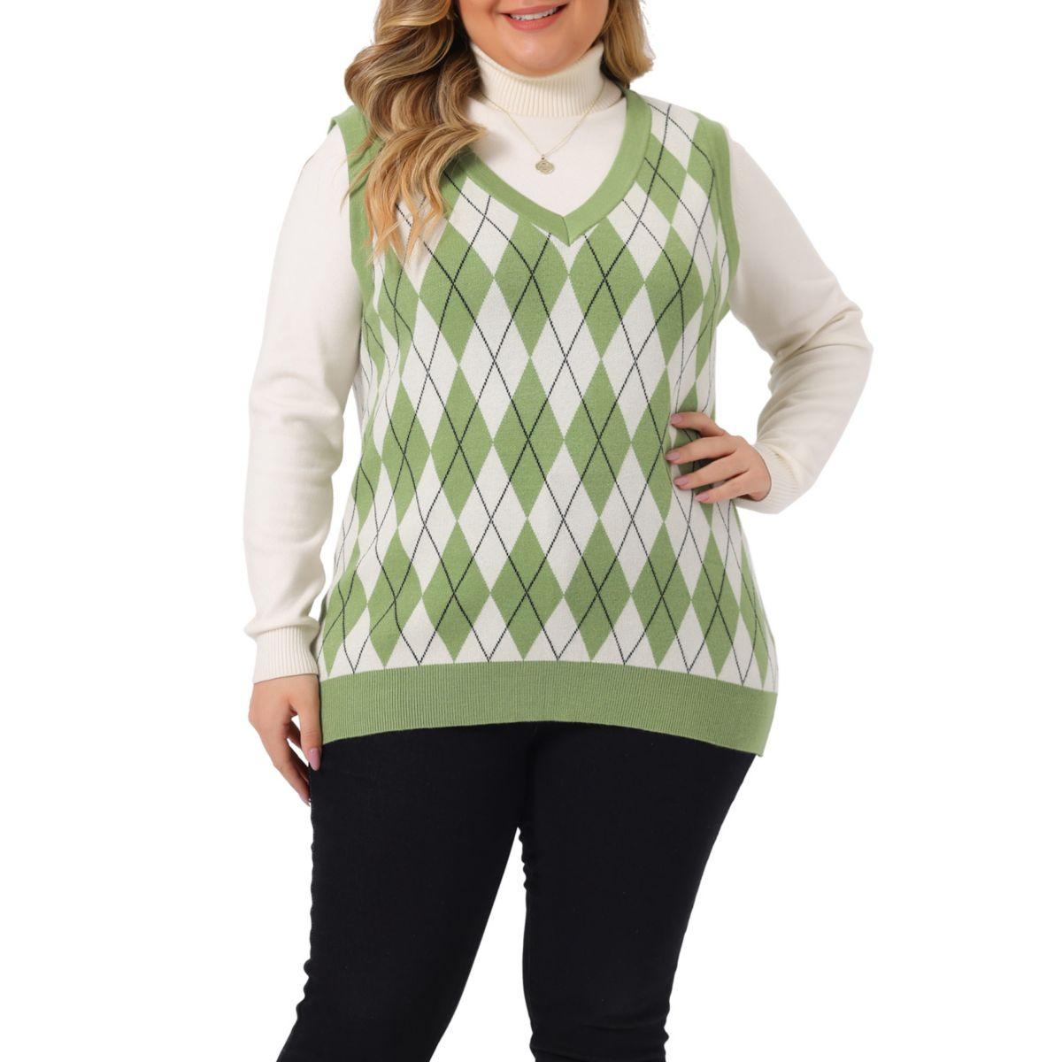 Женский пуловер без рукавов больших размеров с V-образным вырезом, вязаный свитер, жилет
