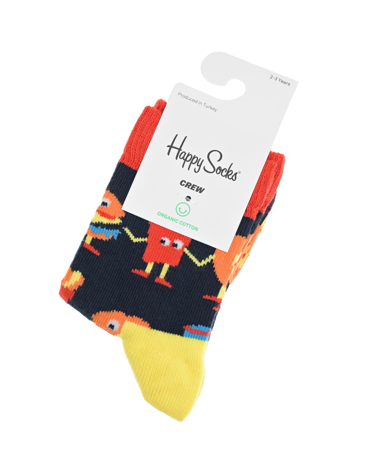 Темно-синие носки с принтом "картошка фри" Happy Socks