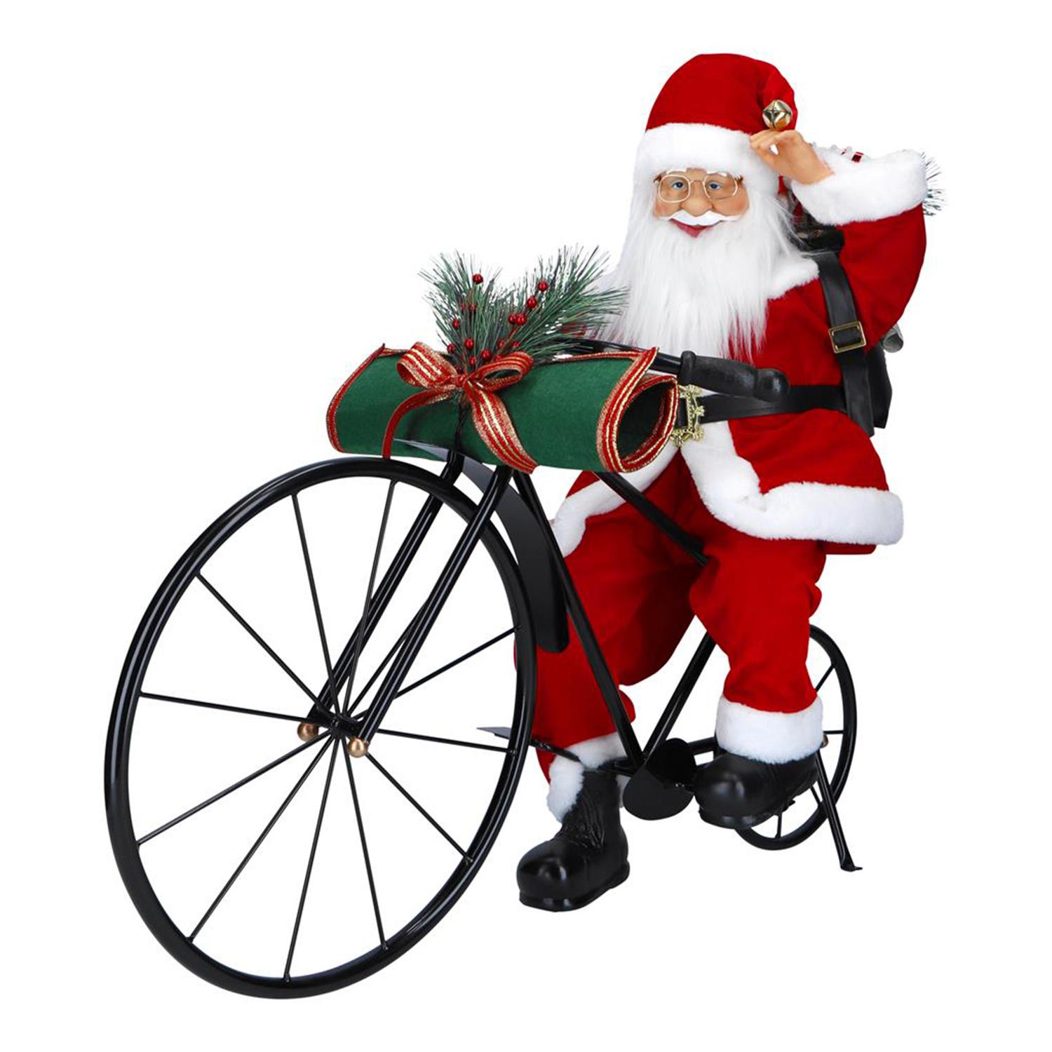 Новогодний сувенир Санта и Велосипед, LED анимация, адаптер, 80x36x70 см Timstor