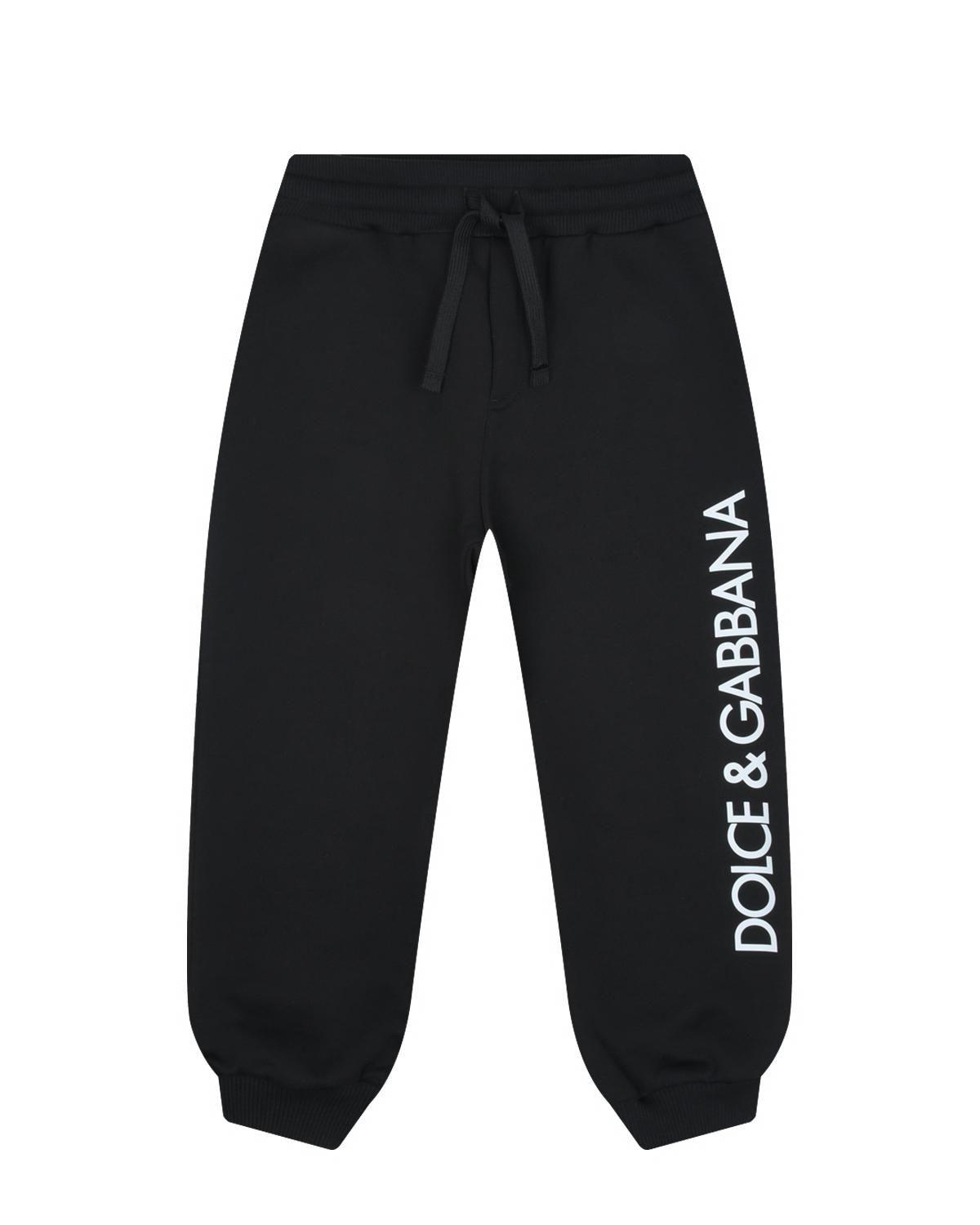 Черные спортивные брюки с белым лого Dolce&Gabbana