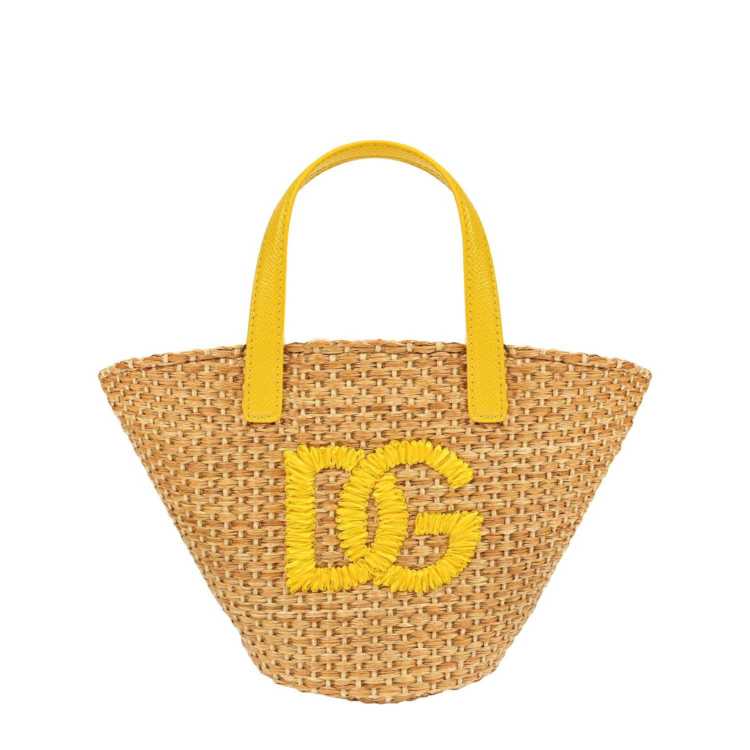Плетеная сумка с желтым лого Dolce&Gabbana