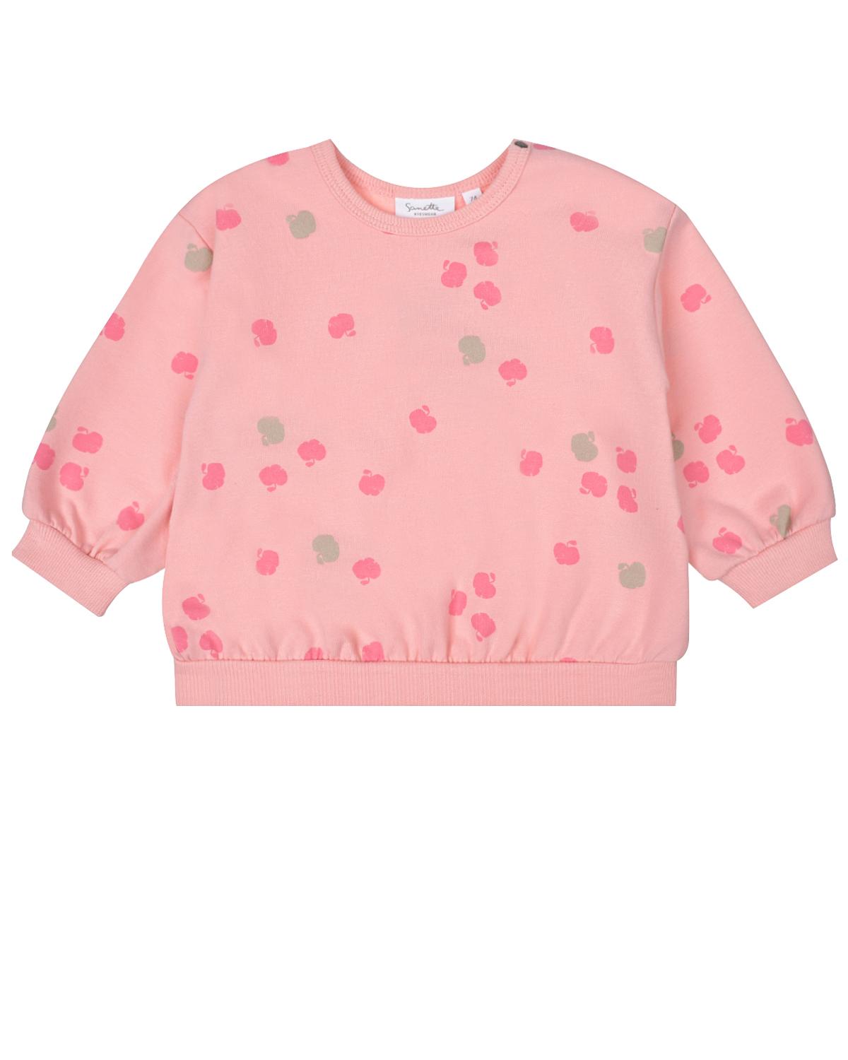Розовый свитшот с принтом "яблоки" Sanetta Kidswear