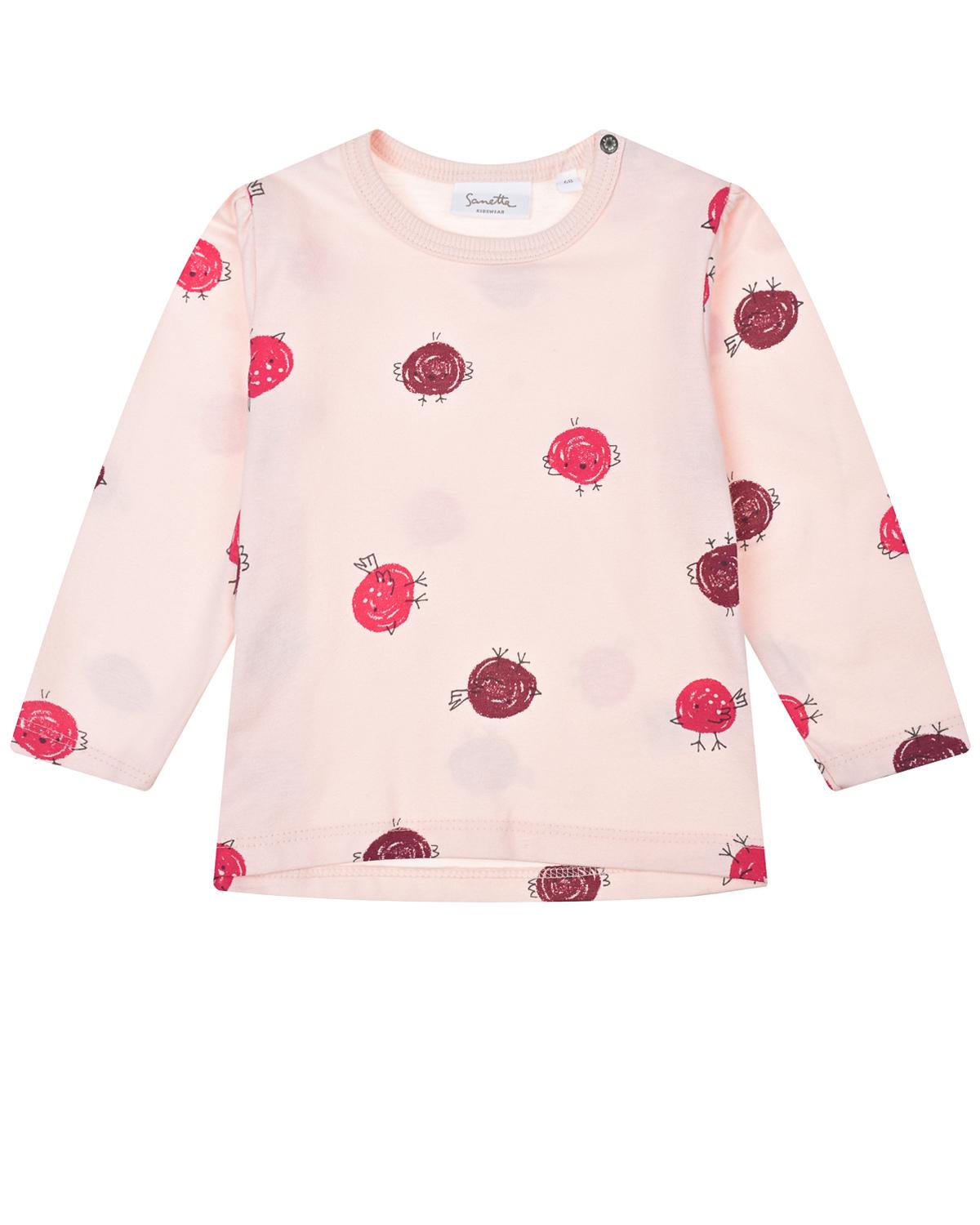 Sanetta Kidswear | Розовая толстовка с принтом "птицы" Sanetta Kidswear