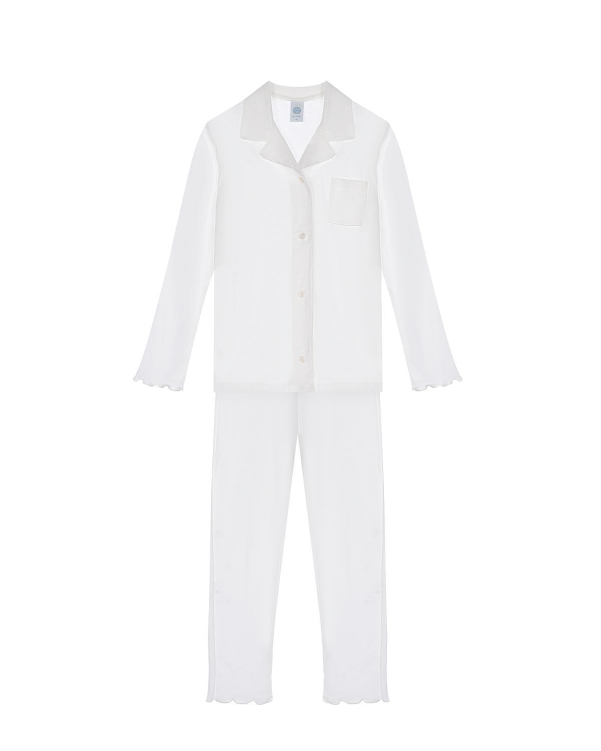 Белая пижама с волнистой отделкой Sanetta