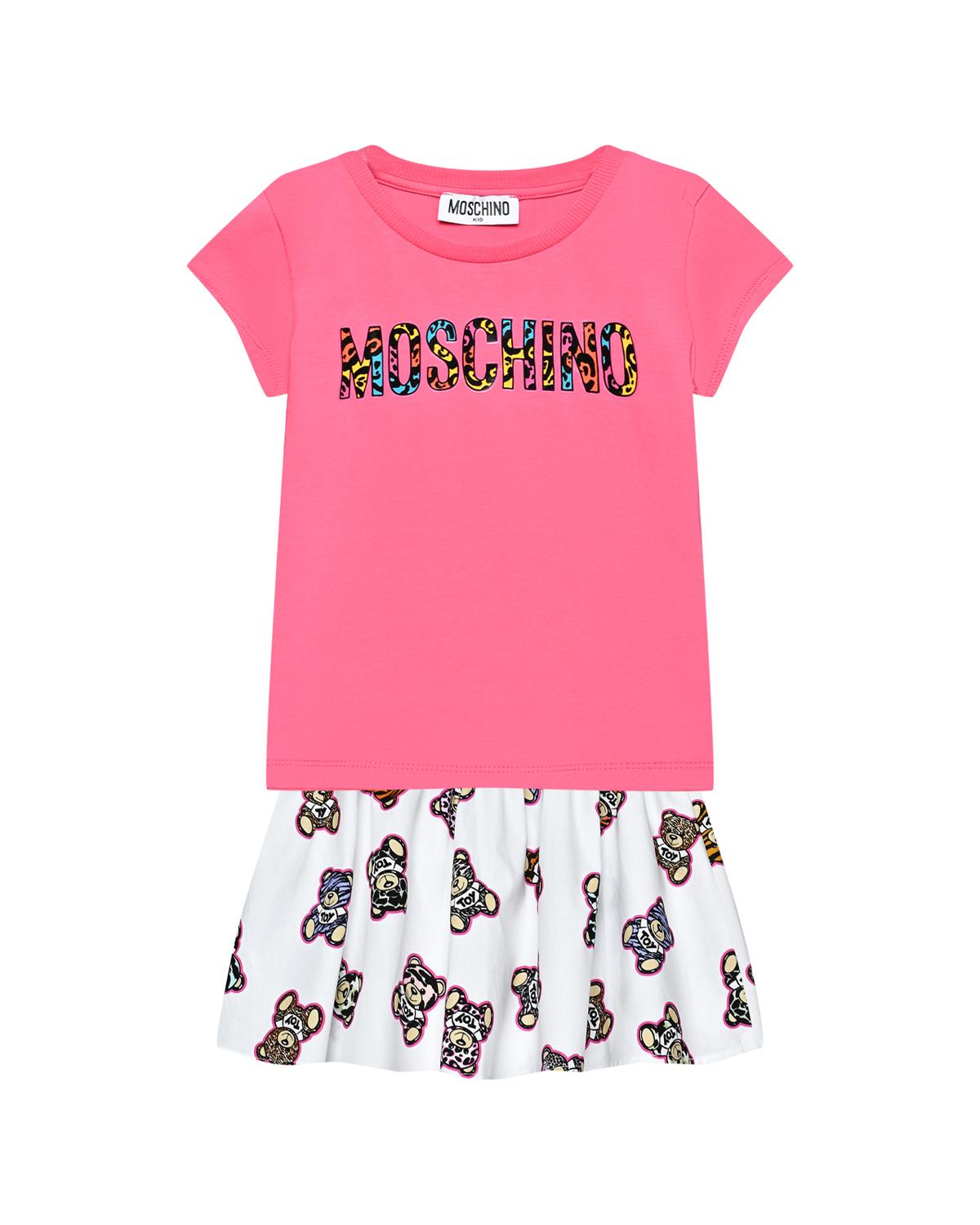 Moschino | Комплект: розовая футболка+ юбка Moschino