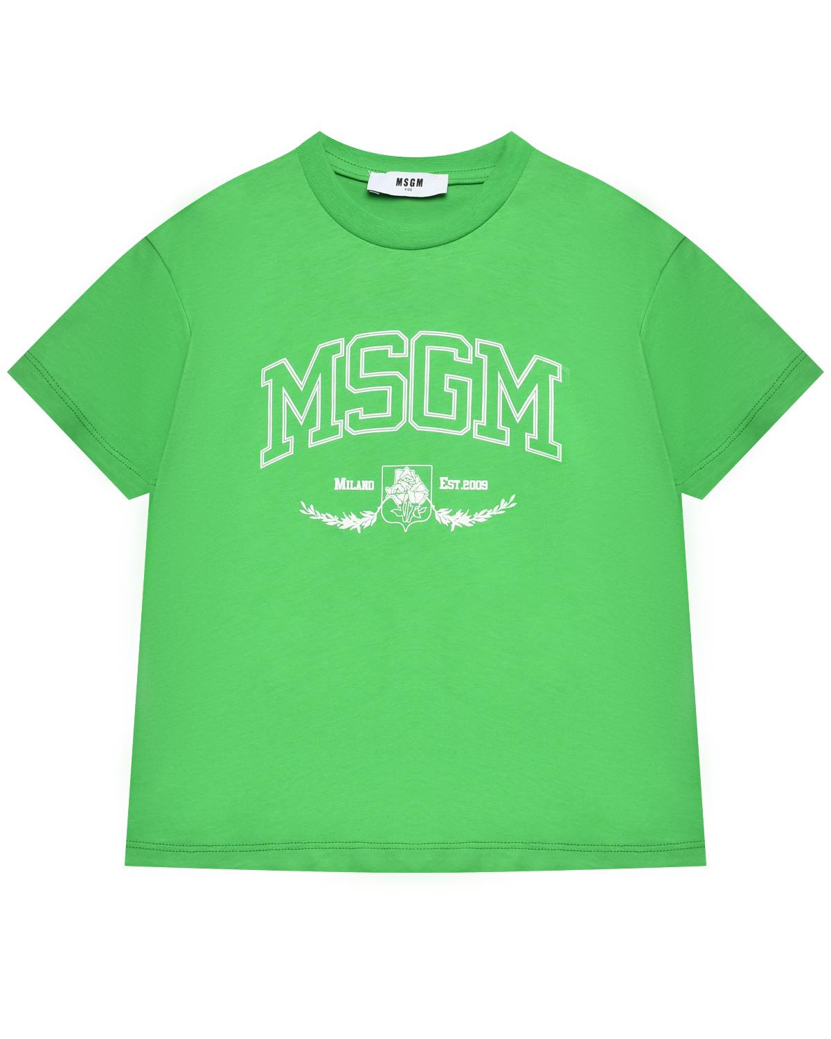 Футболка с логотипом, зеленая MSGM