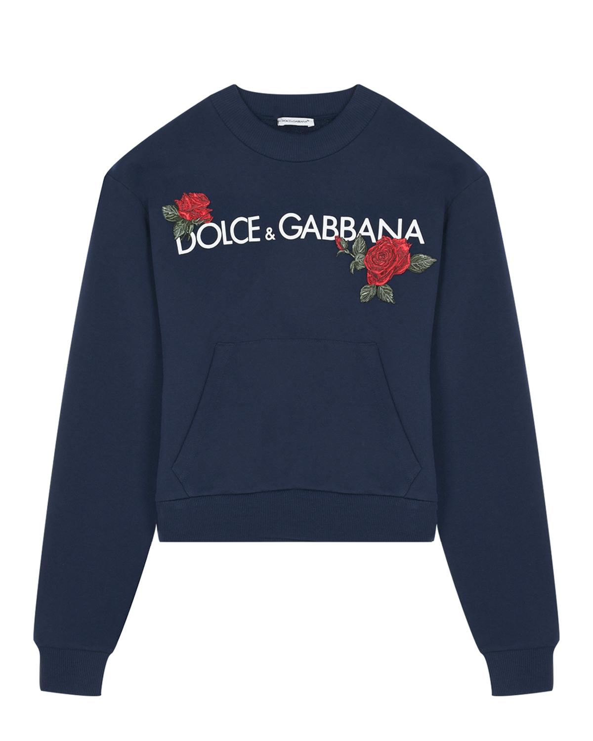 Толстовка-худи с вышивкой "розы" Dolce&Gabbana