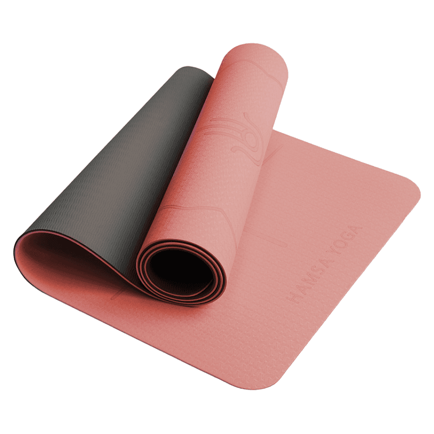 HAMSA YOGA Коврик для йоги и фитнеса, Спортивный ковер TPE для гимнастики, пилатеса, 183х61х0.6 см. Розовый