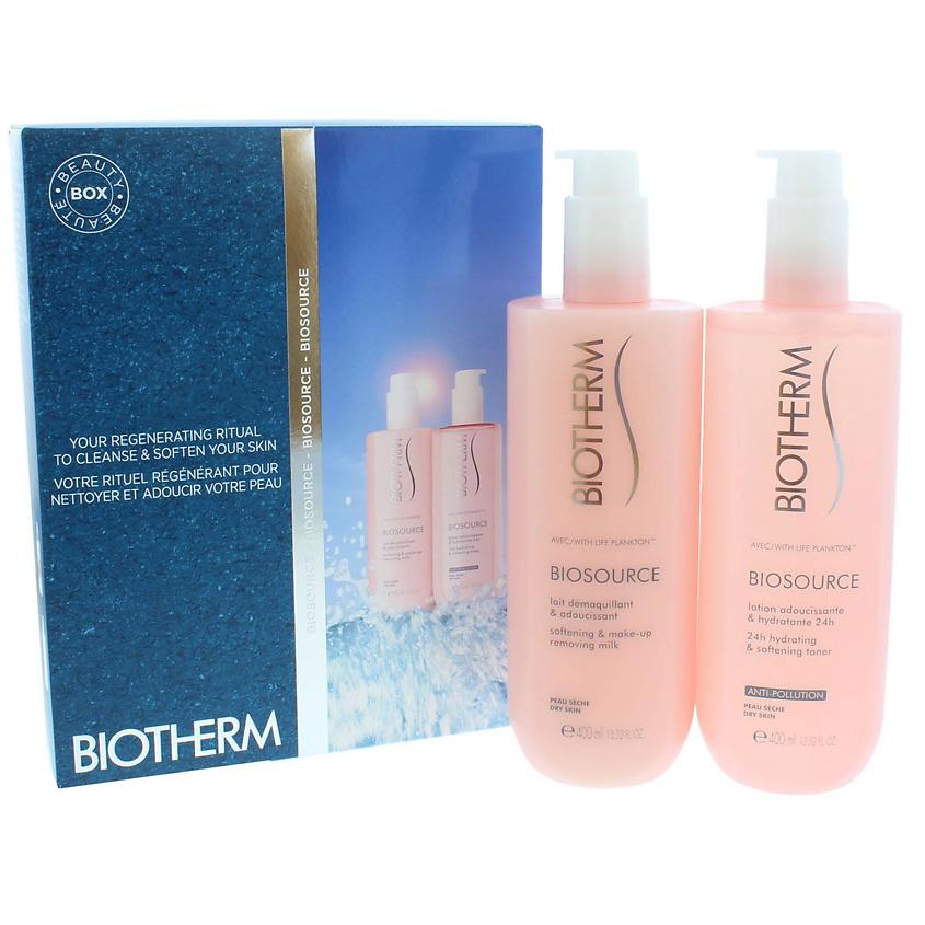 BIOTHERM Набор Biosource для сухой кожи: Очищающее молочко + Смягчающий тоник. 400 мл + 400 мл