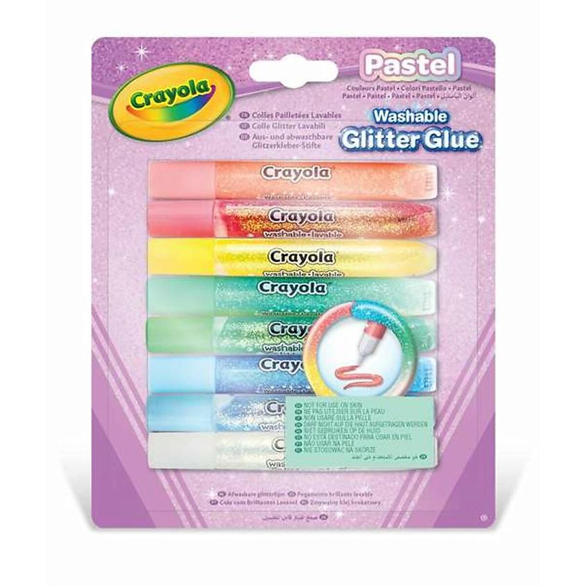 CRAYOLA Смываемый клей с блестками пастельных оттенков Pastel Washable Glitter Glues. 8 шт.