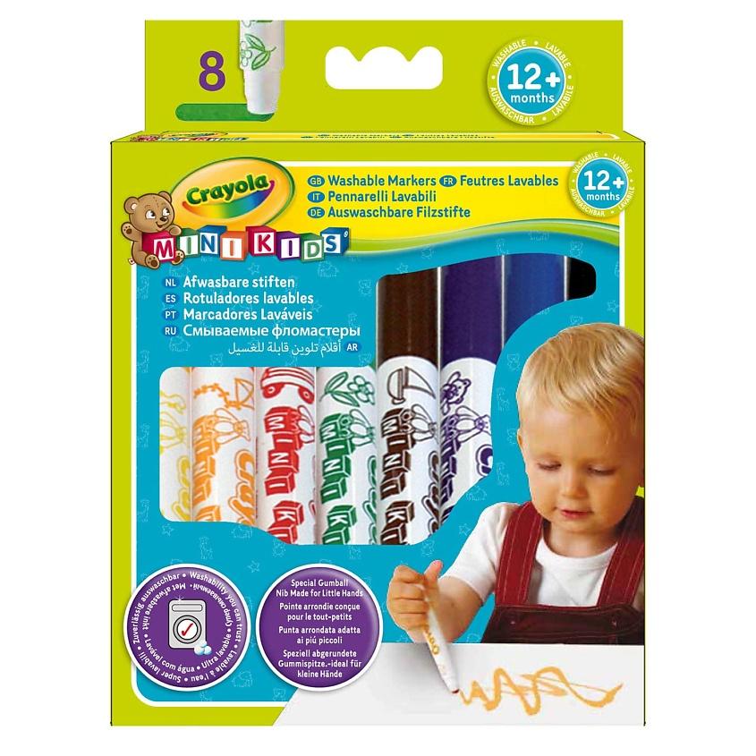 CRAYOLA Смываемый фломастеры Mini Kids для малышей старше 1-го года. 8 цветов