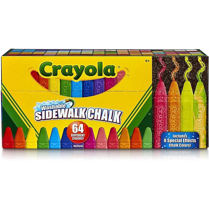 CRAYOLA Набор цветных мелков для рисования на асфальте Washable Sidewalk Chalk. 64 шт