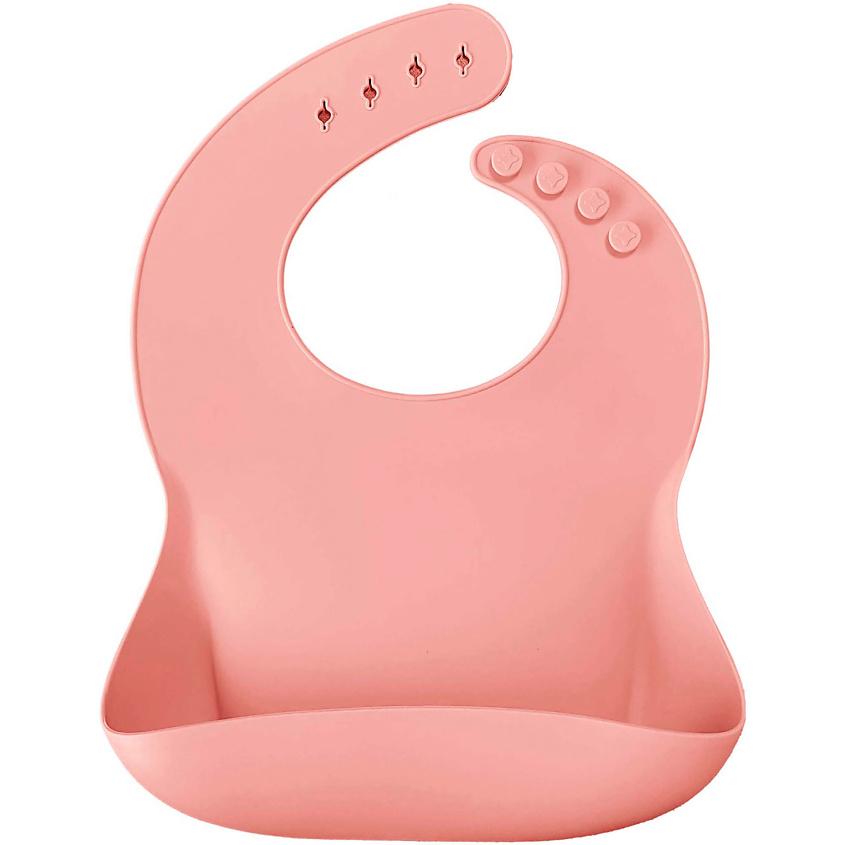 MINIKOIOI BASICS Детский нагрудник слюнявчик силиконовый для малышей 0+. Розовый