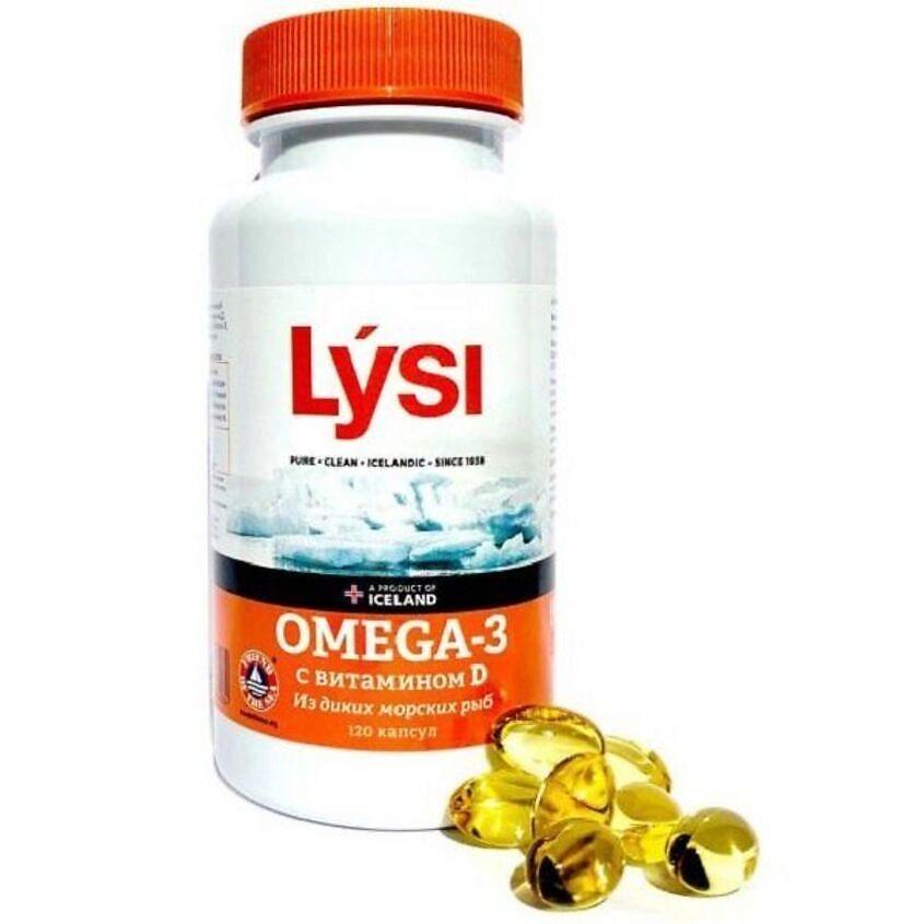 LYSI Рыбий жир Омега-3 из диких морских рыб с витамином Д. 120 капсул