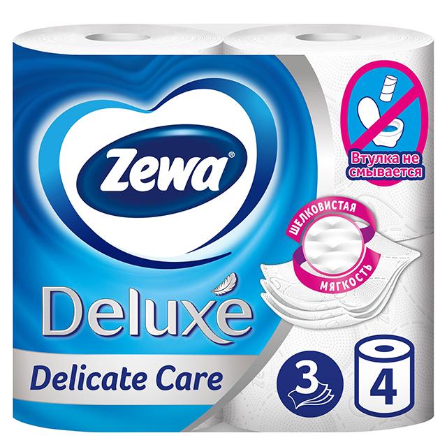 ZEWA | бумага туалетная ZEWA Deluxe 4 шт./уп. 3-сл, 145 листов, без аромата