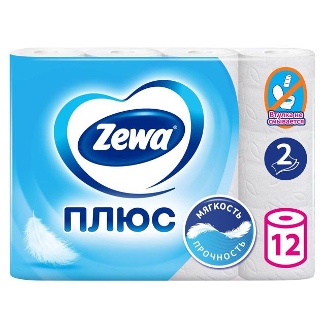 бумага туалетная ZEWA Плюс 12шт в уп. 2-слойные 184 листов без аромата