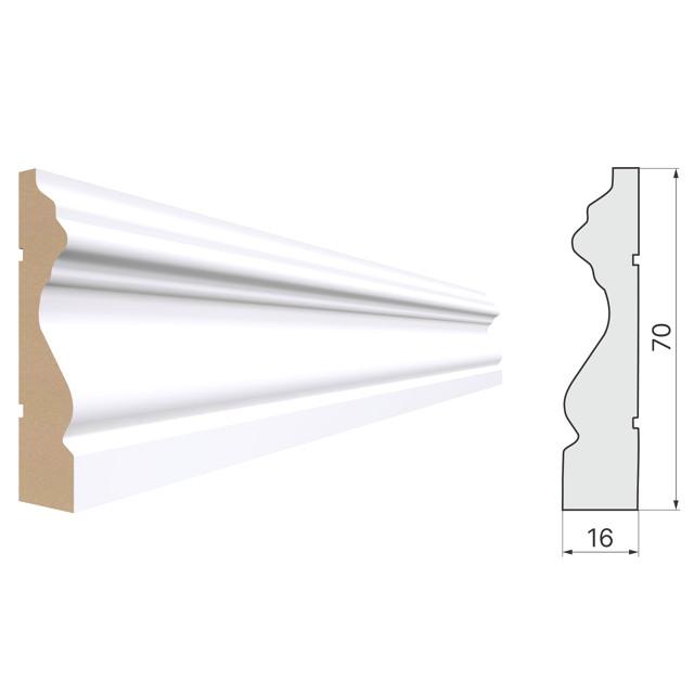 наличник STELLA 70R фигурный белый 2200х70х16мм МДФ ламинированный