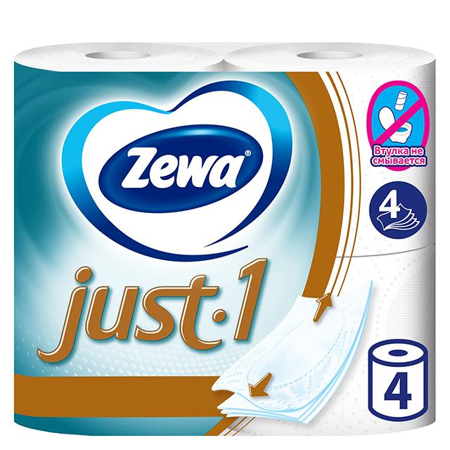 бумага туалетная ZEWA Just 4 шт./уп. 4-сл 90 листов, без аромата