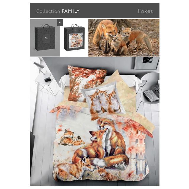 постельное белье евро MONA LIZA SL Family Foxes сатин 4 нав.50х70 и 70х70см, арт.5861/4