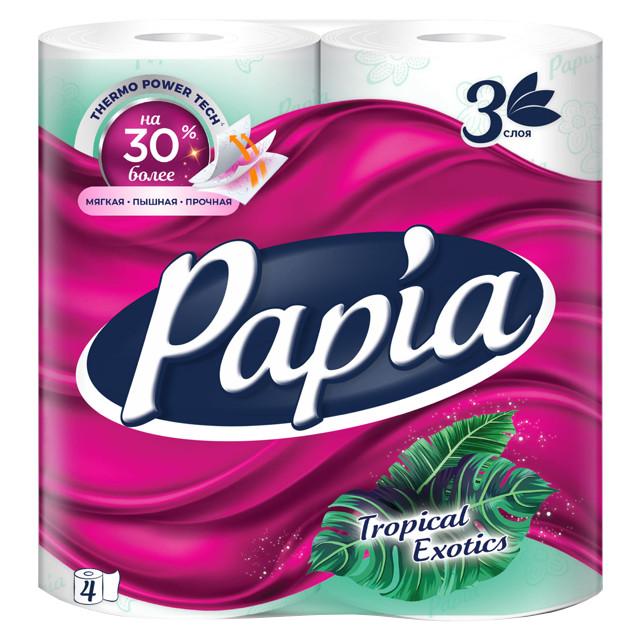 бумага туалетная PAPIA Tropical Exotics 4шт в уп. 3-слойные 140 листов парфюмированная