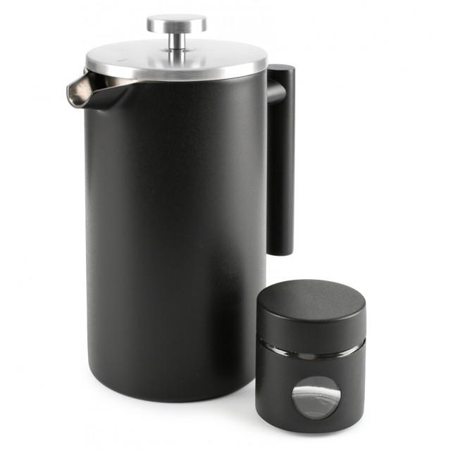 френч-пресс ATTRIBUTE Black Edition 1л + баночка для чая, кофе стекло, нерж.сталь, пластик