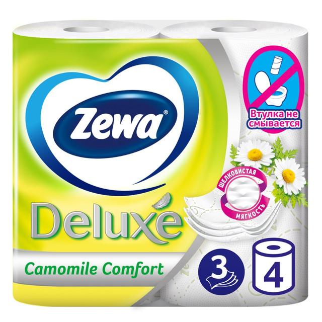 бумага туалетная ZEWA Deluxe 4шт в уп. 3-слойные 145 листов аромат ромашка