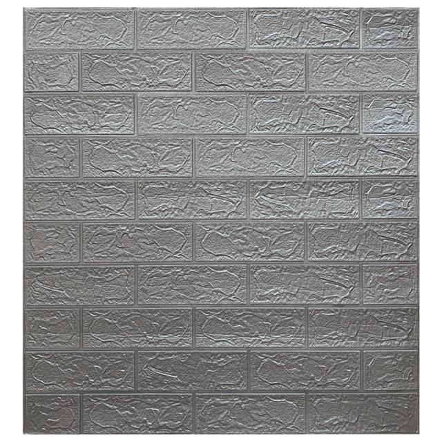 панель декоративная самоклеящаяся Кирпич серый металлик 770х700мм