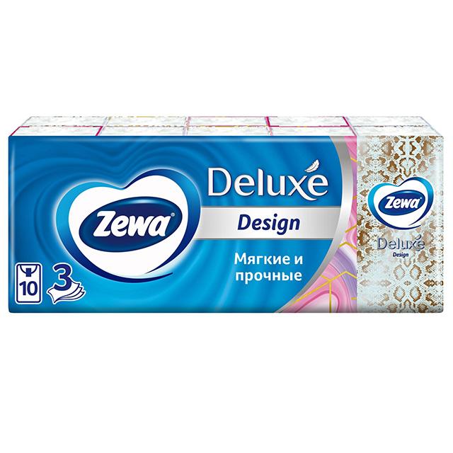 платки носовые ZEWA Deluxe Design 3-слойные 10шт 10уп.