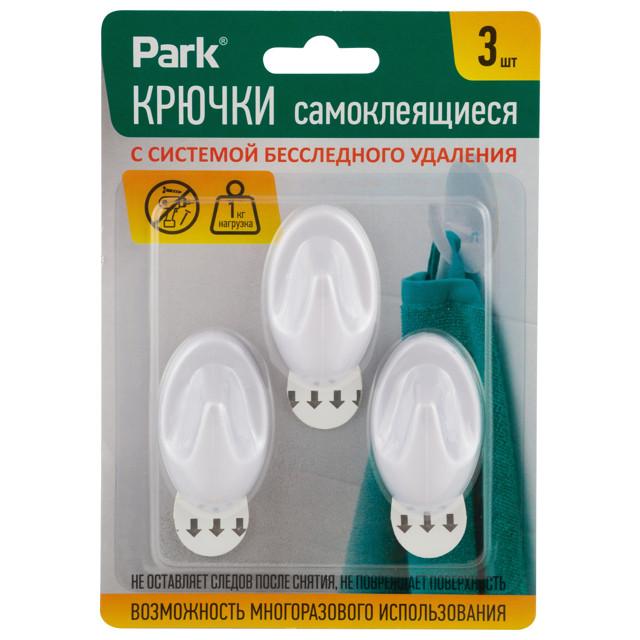 PARK | крючок самоклеящийся PARK белый овал до 1кг 3шт