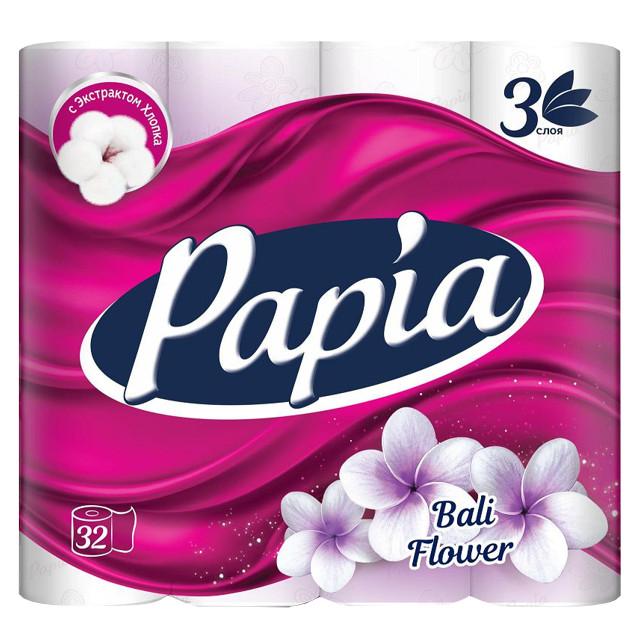бумага туалетная PAPIA Bali Flower 32шт в уп. 3-слойные 140 листов парфюмированная