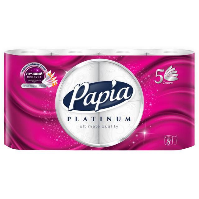 PAPIA | бумага туалетная PAPIA Platinum 8шт в уп. 5-слойные 85 листов без аромата