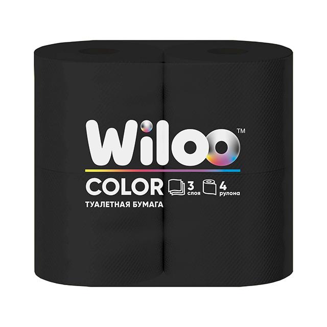 бумага туалетная WILOO Color 4шт в уп. 3-слойные 160 листов черная